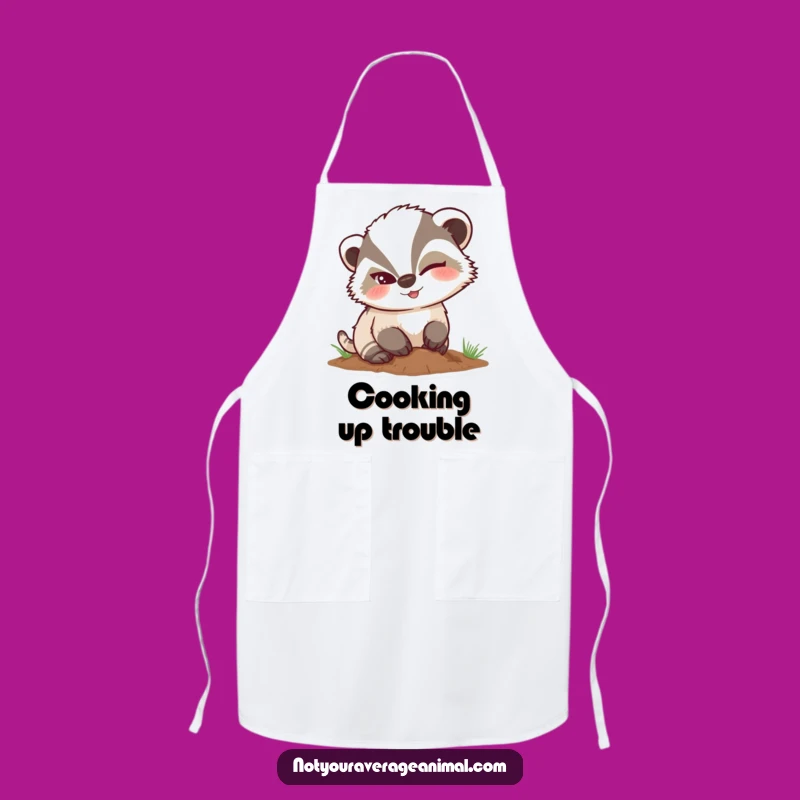 Funny Mischievous Badger Winking Apron, Hilarious Kitchen Wear for Sneaky Cooks