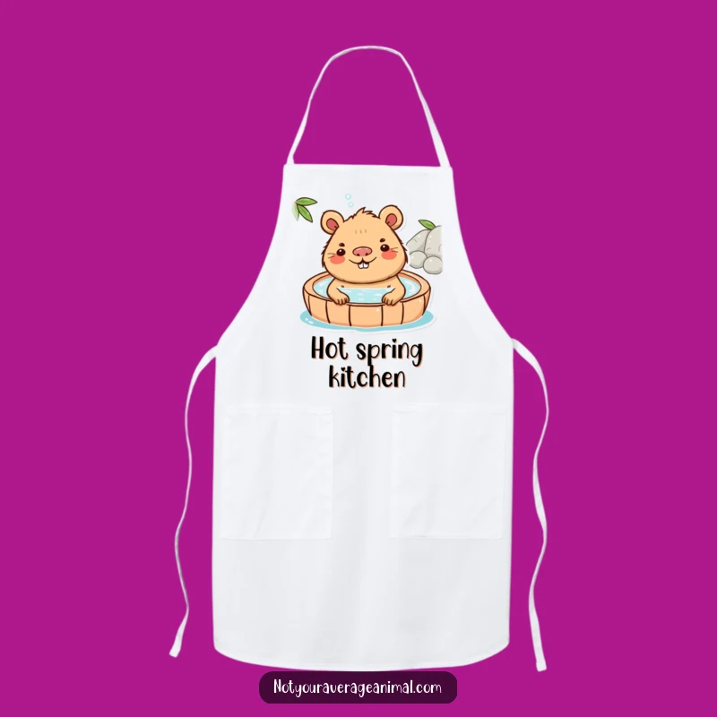 Funny Capybara Hot Spring Apron: Cook with Ultimate Chill!