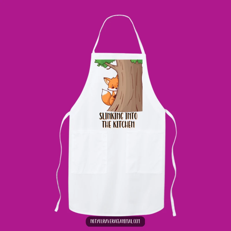 Funny Fox Apron - Playful Bushy Tail Peeking Kitchen Fun, Chef Gift!