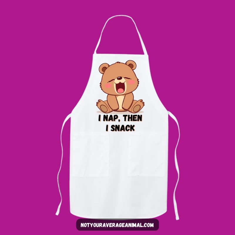 Funny Sleepy Bear Cub Yawn Apron - Kitchen Wearable Art Gift
