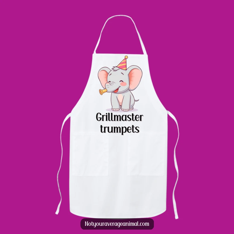 Funny Elephant Party Horn Apron - Chef's Festive Kitchen Gear