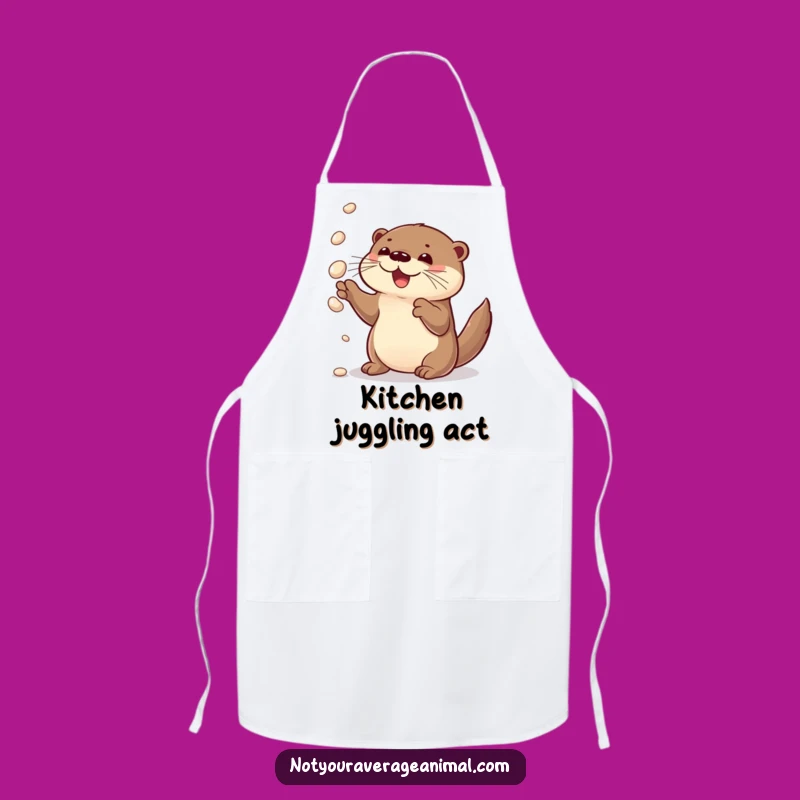 Funny Otter Juggling Apron - Chef's Playful Kitchen Gear