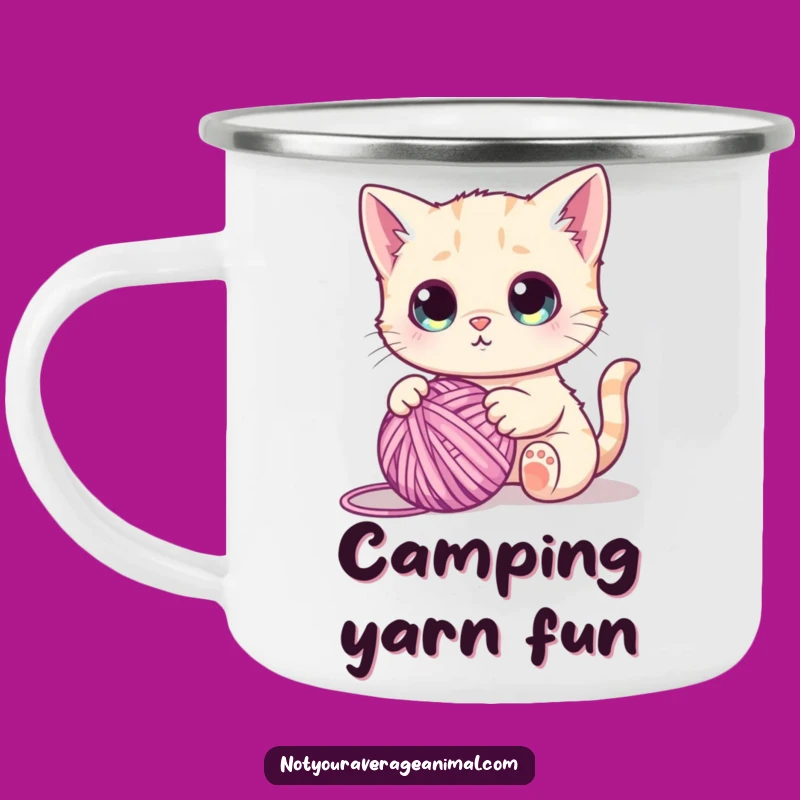 Funny Cute Cat Yarn Ball Camping Mug - Outdoor Funny Adventure Cup
