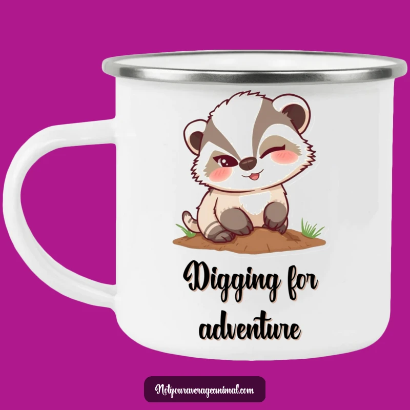 Funny Mischievous Badger Winking Camping Mug, Hilarious Outdoor Companion for the Sly