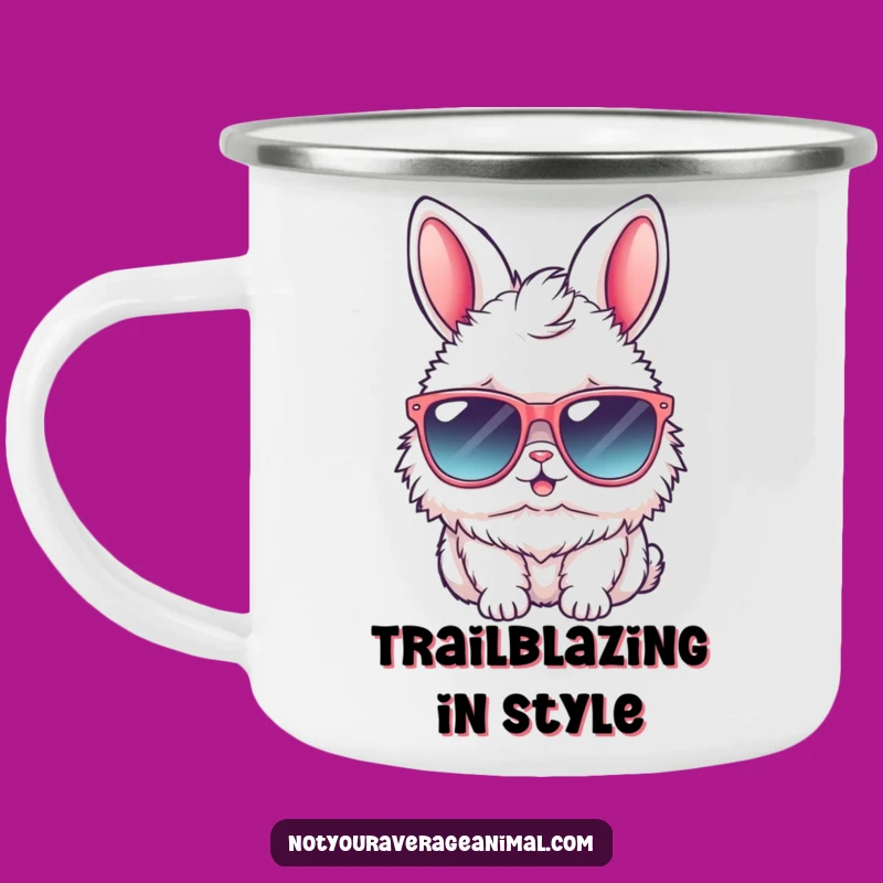 Funny Bunny Sunglasses Camping Mug: Rugged Rabbit Drinkware for Outdoors