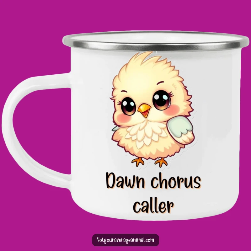 Funny Fluffy Bird Camping Mug: Adventure Fuel with Big-Eyed, Happy Chirps
