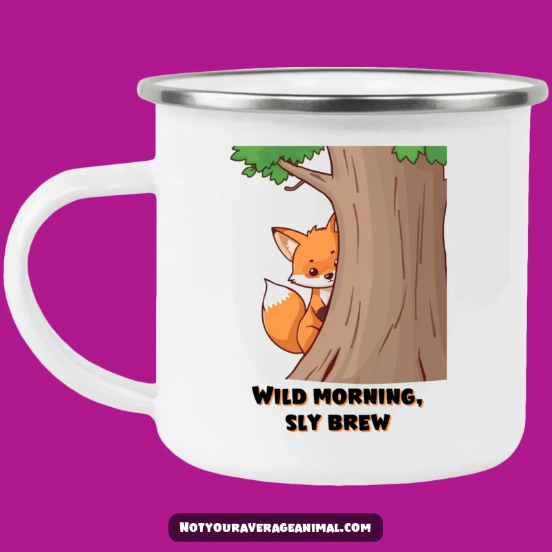Funny Fox Camping Mug - Playful Bushy Tail Peeking Adventure, Outdoor Gift!