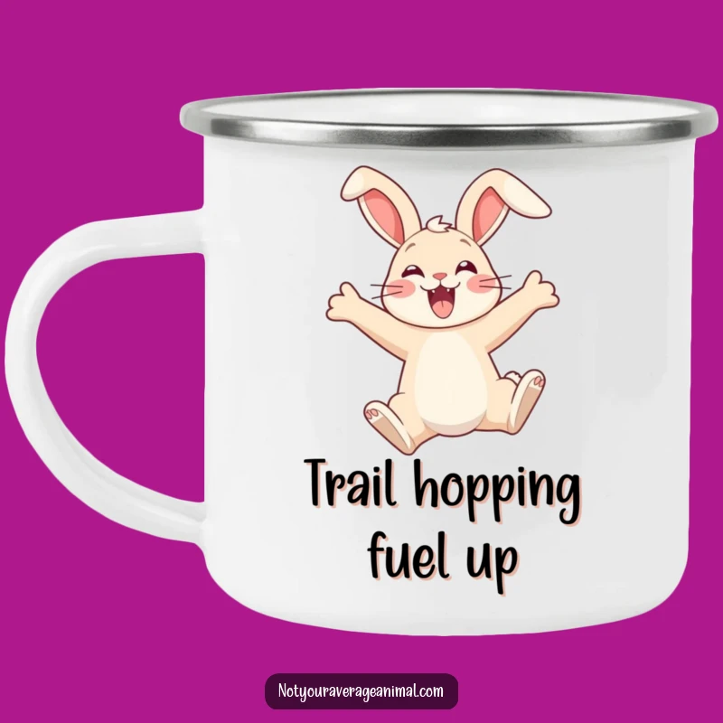 Funny Leaping Bunny Camping Mug - Durable & Joyful Outdoor Gift