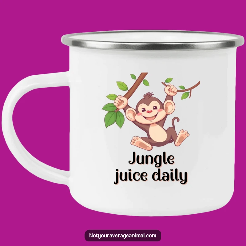 Funny Monkey Camping Mug: Sip Jungle Fun with a Grinning Swinging Friend!