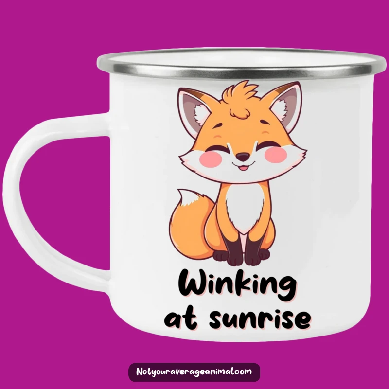 Funny Winking Fox Camping Mug - Sly Companion for Outdoor Fun