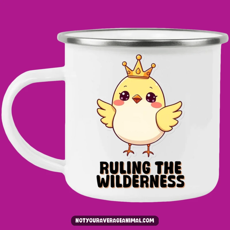 Funny Bird Camping Mug: Cheerful Crown Outdoor Fun, A Regal Funny Gift