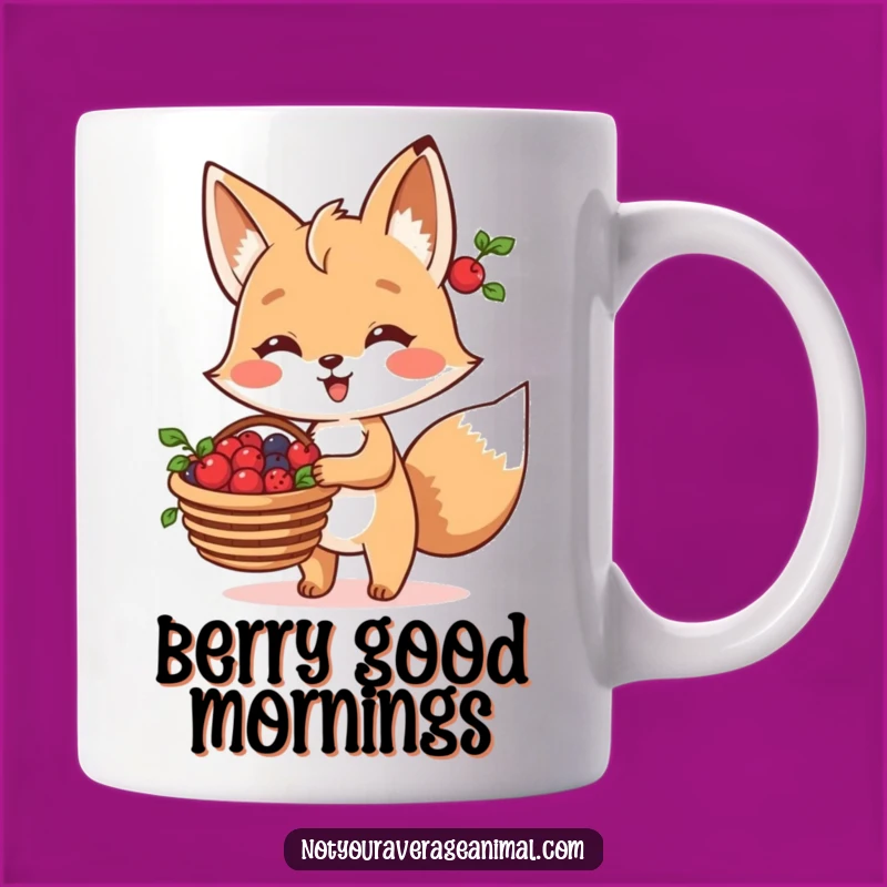 Funny Fox Berry Basket Mug: A Cheerful Gift for Fox Lovers and Nature Fans!