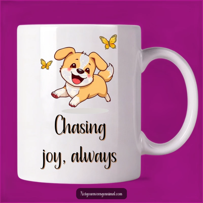 Funny Happy Dog Butterfly Mug - Joyful Wagging Tail Funny Gift