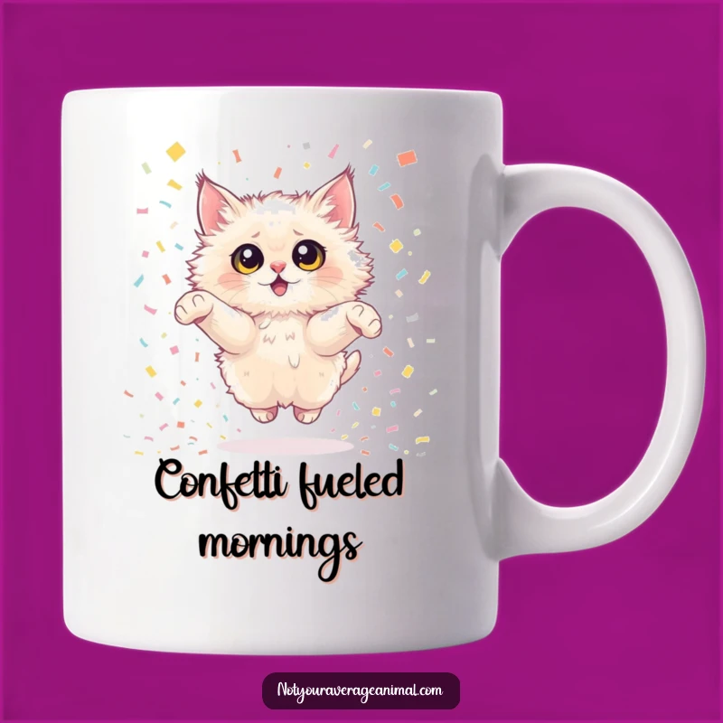 Funny Cat Mug: Joyful Leap, Oversized Eyes, Hilarious Party Gift