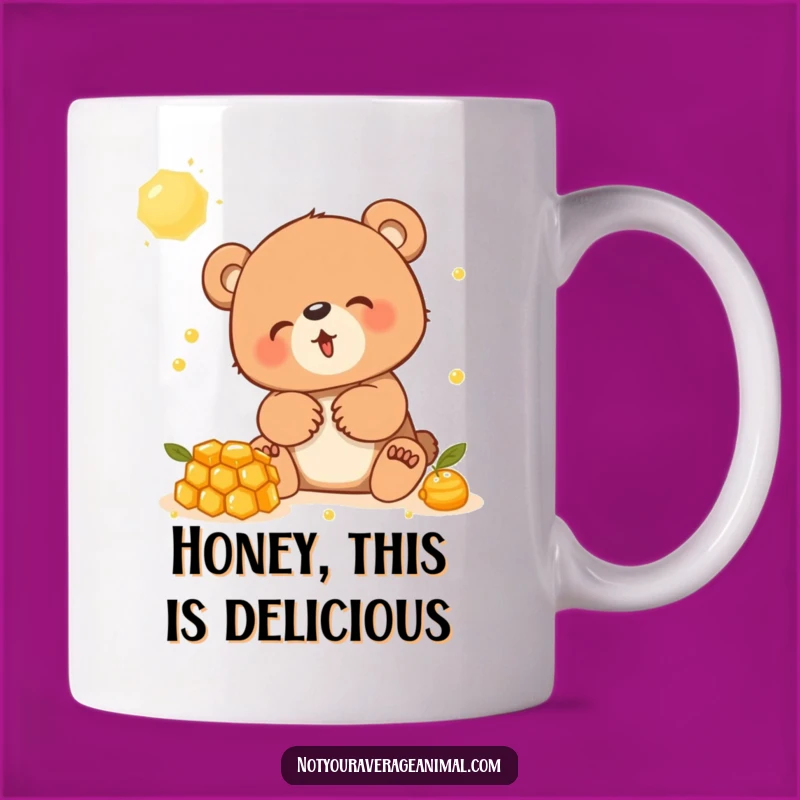 Funny Giggling Bear Cub Honeycomb Mug - Adorable Animal Humor Gift