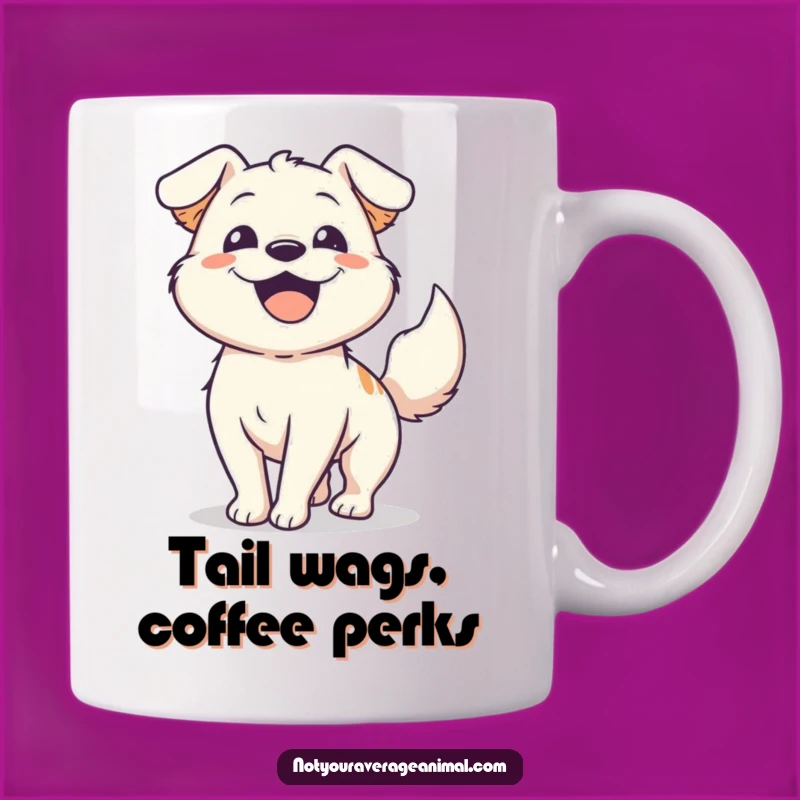 Funny Happy Dog Mug: Energetic Tail Wagging Gift for Dog Lovers