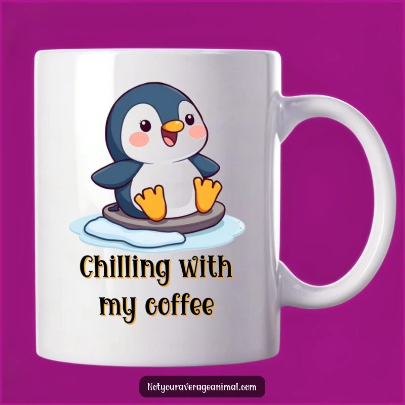 Funny Happy Penguin Sliding Mug, Joyful Winter Gift for Ice Lovers