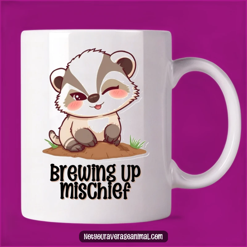Funny Mischievous Badger Winking Mug, Hilarious Gift for Cheeky Friends