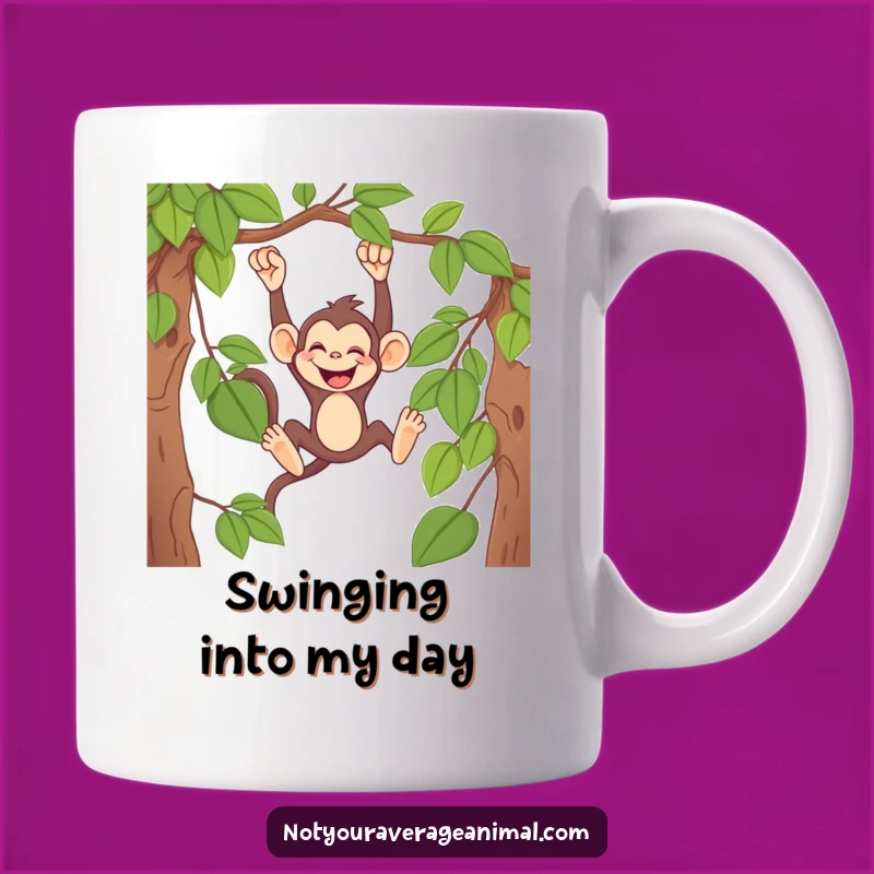 Funny Monkey Vine Swing Mug: Silly Primate Giggle, Perfect Funny Gift for Jungle Lovers