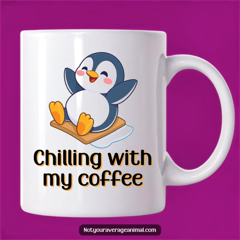 Funny Penguin Sliding Mug: Joyful Character for a Cool Coffee Gift