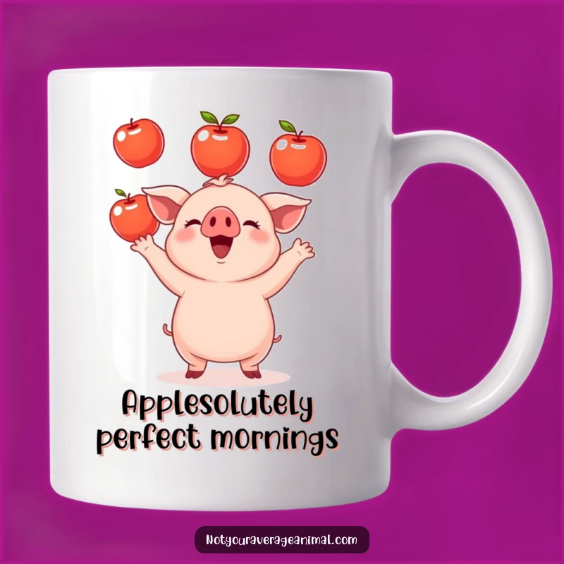 Funny Piglet Mug: Juggling Apples, Farm Fun, Hilarious Gift