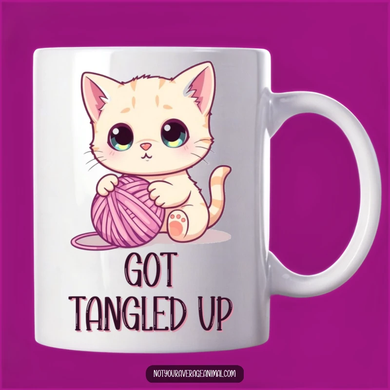 Funny Cute Cat Yarn Ball Mug - Wide Eyed Playful Funny Gift
