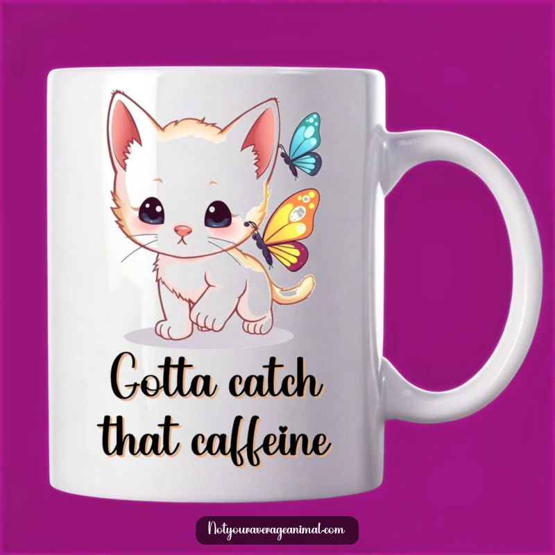 Funny Kitten Butterfly Mug: Curious Cub Chasing Fun Makes A Perfect Funny Gift