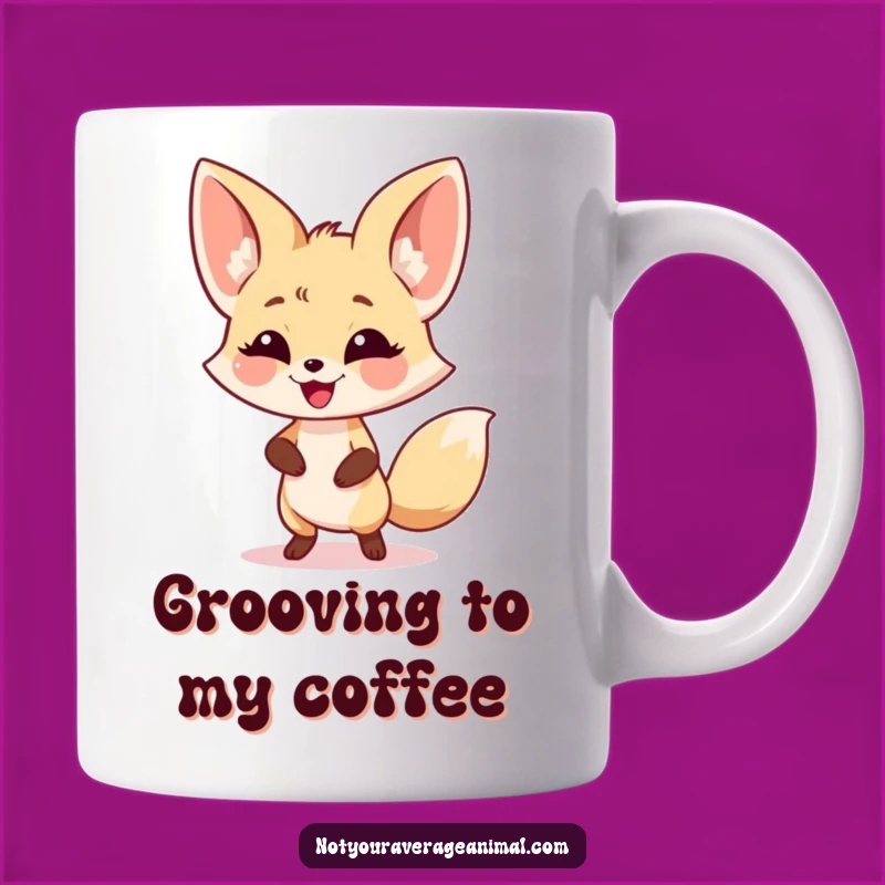 Funny Fennec Fox Dance Mug - Joyful Oversized Ears Humor Gift
