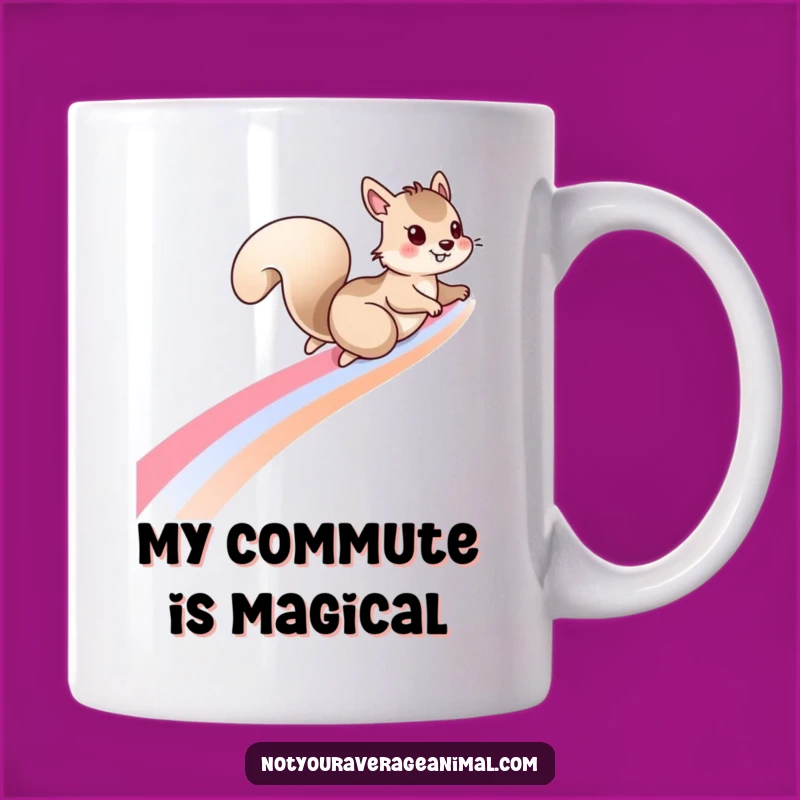 Funny Squirrel Rainbow Mug: Whimsical Adventure Gift for Dreamers