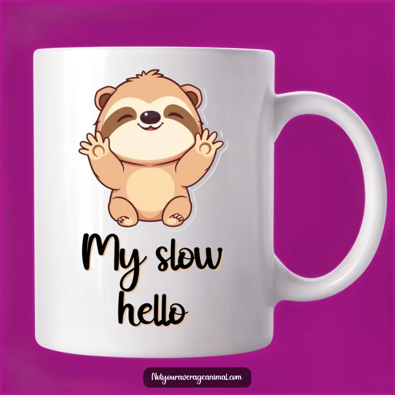 Funny Sloth Waving Hello Mug: Perfect Cheerful Gift for Slow-Paced Friends