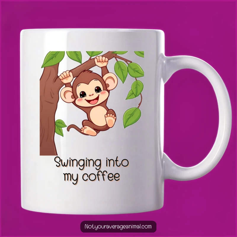 Funny Silly Monkey Swinging Mug - Jungle Fun Gift, Hilarious Primate Brew