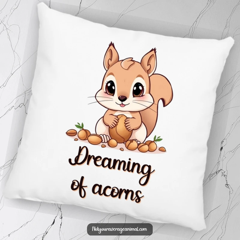 Funny squirrel pillow featuring big eyes as a curious squirrel gathers nuts, offering soft, humorous, and undeniably cute decorative comfort.