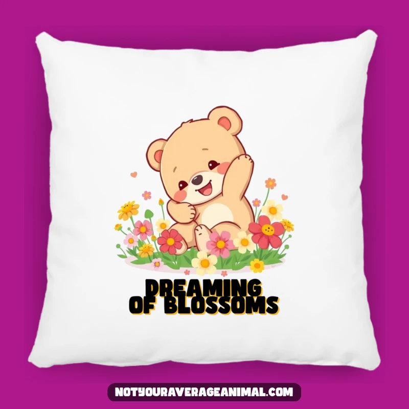 Funny Bear Cub Pillow: Soft Flower Tumble, a Comfy Funny Gift!