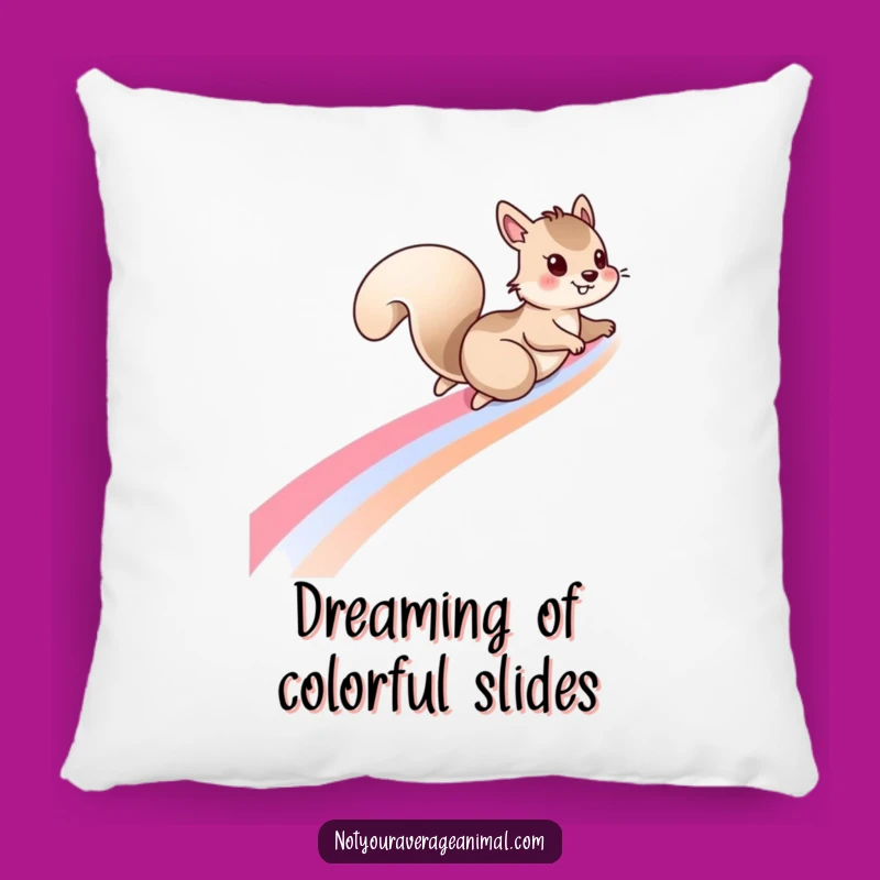 Funny Squirrel Rainbow Pillow: Soft Cushion for Whimsical Comfort
