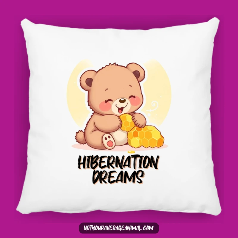 Funny Bear Cub Pillow: Cuddle Up with Giggles and Sweet Honey Comfort!
