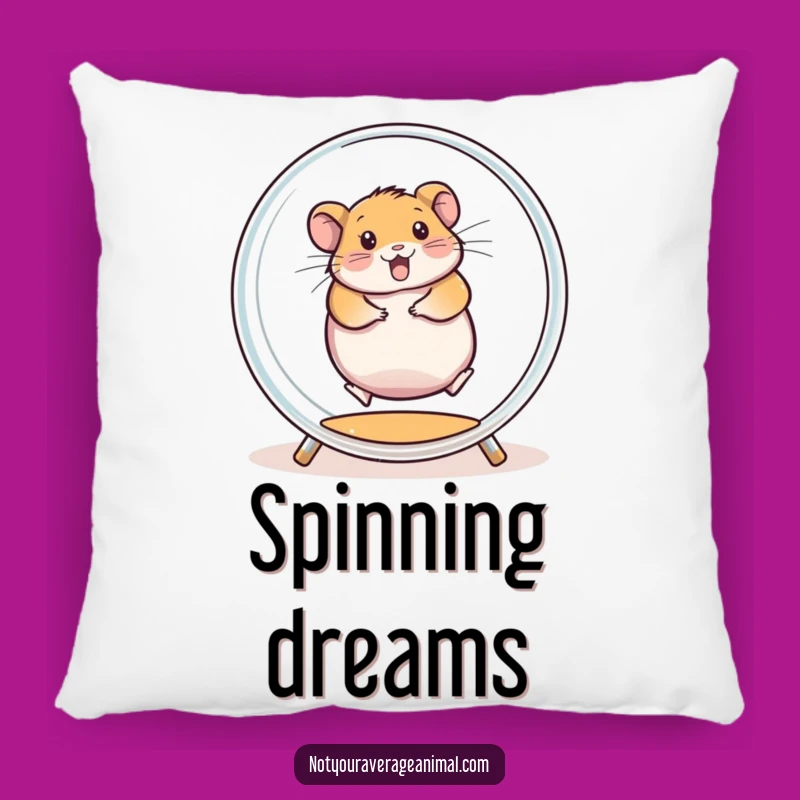 Funny Comfort Pillow: Hamster's Energetic Wheel Spin