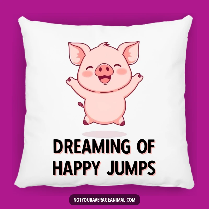 Funny Jumping Piglet Pillow: Soft Cushion With A Hilarious Joyful Pink Piglet