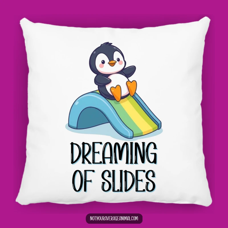 Funny Penguin Rainbow Slide Pillow - Comfy & Humorous Decor