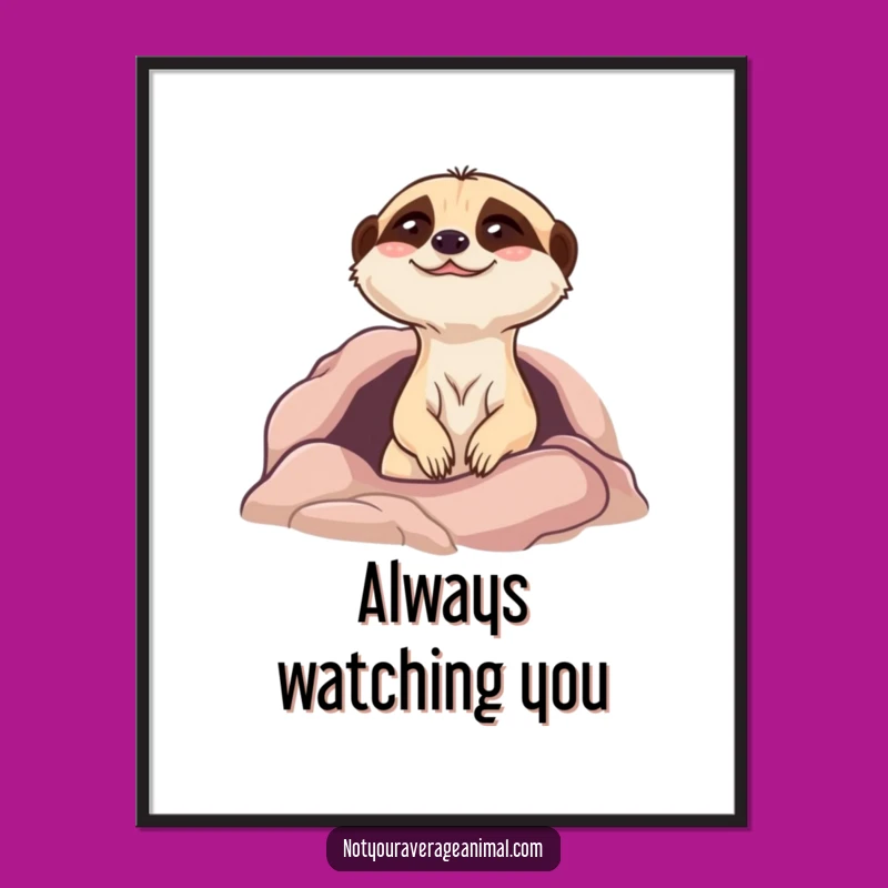 Funny Giggling Meerkat Digital Art - Hilarious Burrow Animal Print Gift