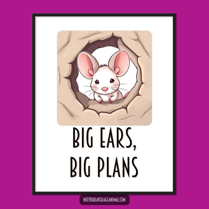 Funny Mouse Big Ears Digital Print - Adorable & Hilarious Wall Art
