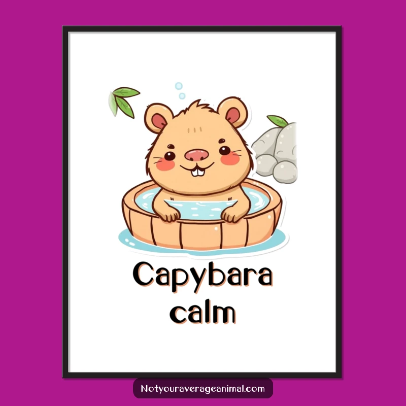 Funny Capybara Hot Spring Digital Art Print: Instant Relaxation for Your Walls!