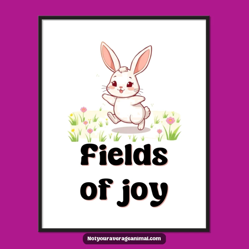 Funny Cheerful Rabbit Field Digital Art - Instant Funny Wall Decor