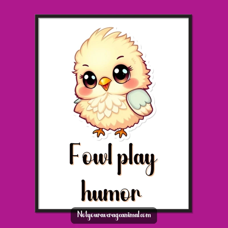 Funny Fluffy Bird Digital Art: Instant Big-Eyed Cheer for Your Walls