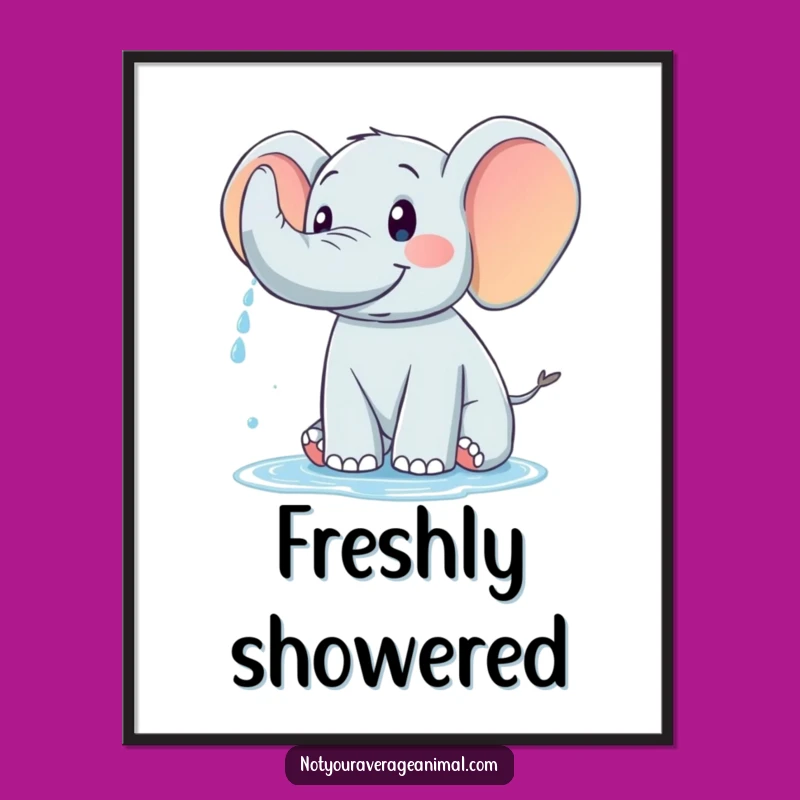 Funny Elephant Trunk Spray Digital Art - Cheerful Wall Decor