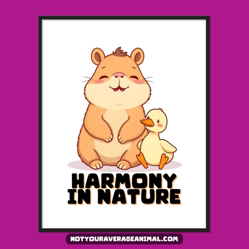 Funny Capybara & Duck Digital Art: Instant Download of Peaceful Joy
