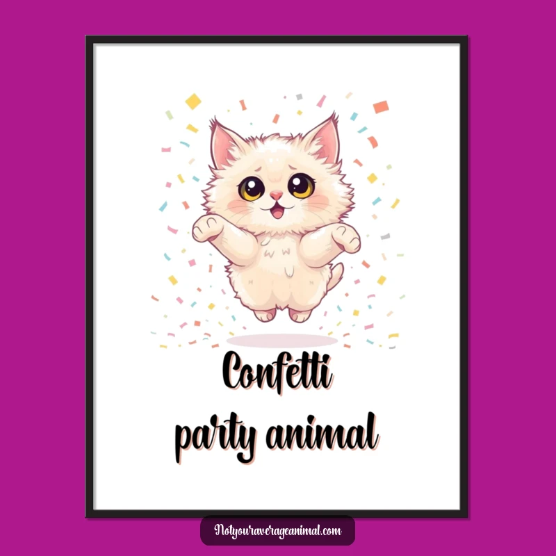 Funny Cat Digital Art: Joyful Leap, Instant Festive Decor