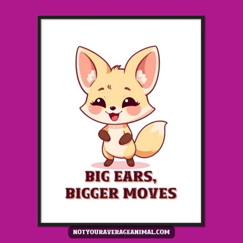 Funny Fennec Fox Dance Digital Art - Wacky Ears Wall Art Gift