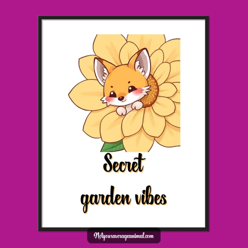 Funny Fox Flower Digital Art: Whimsical Woodland Print for Instant Decor