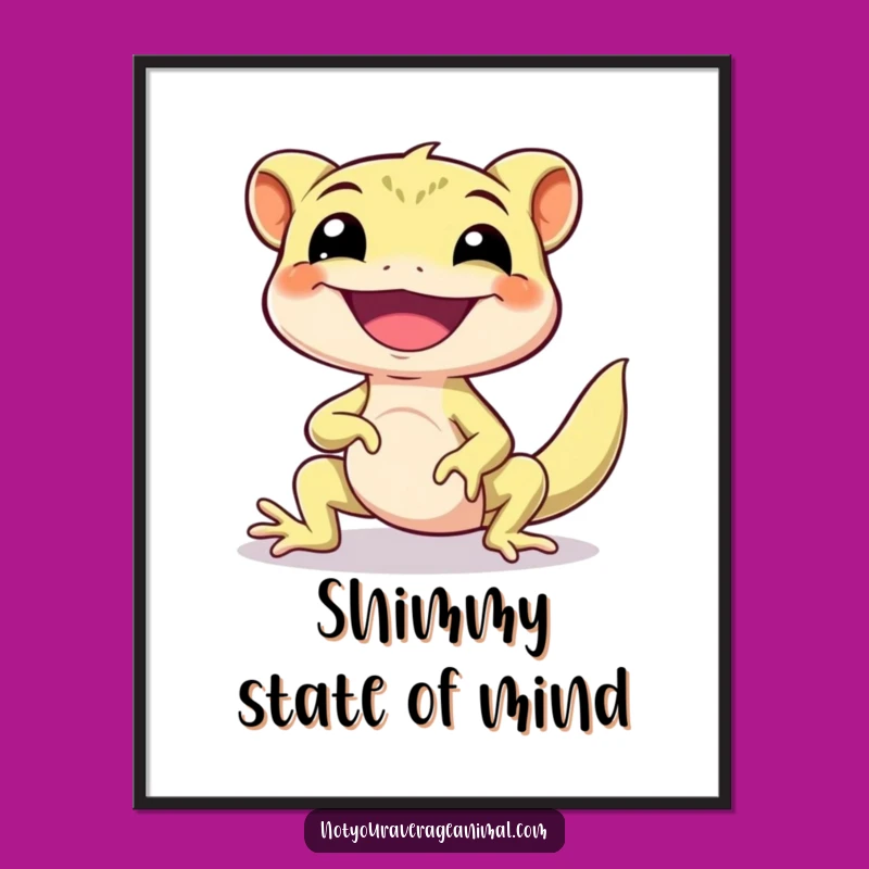 Funny Gecko Shimmy Digital Art Print: Instant Joy with This Hilarious Gecko!