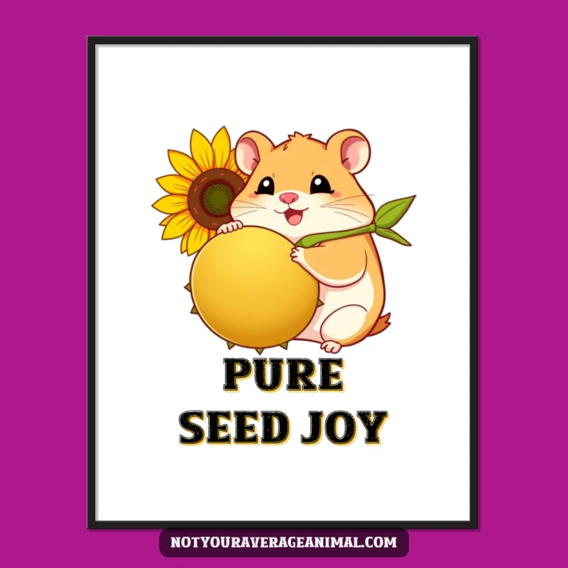 Funny Hamster Seed Digital Print - Plump Hamster Joyful Wall Art
